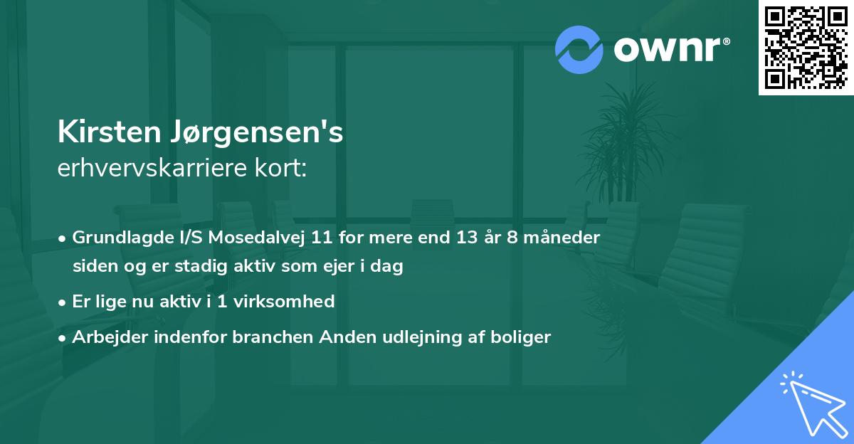 Kirsten Jørgensen's erhvervskarriere kort