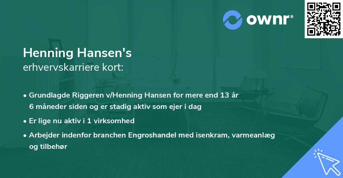 Henning Hansen's erhvervskarriere kort