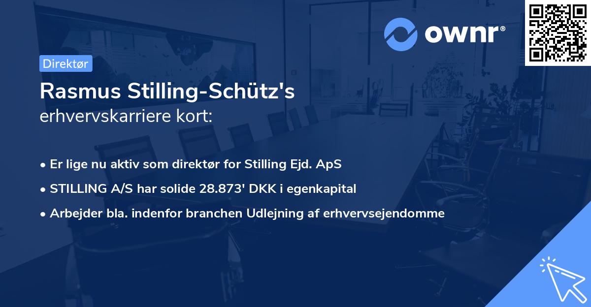 Rasmus Stilling-Schütz's erhvervskarriere kort