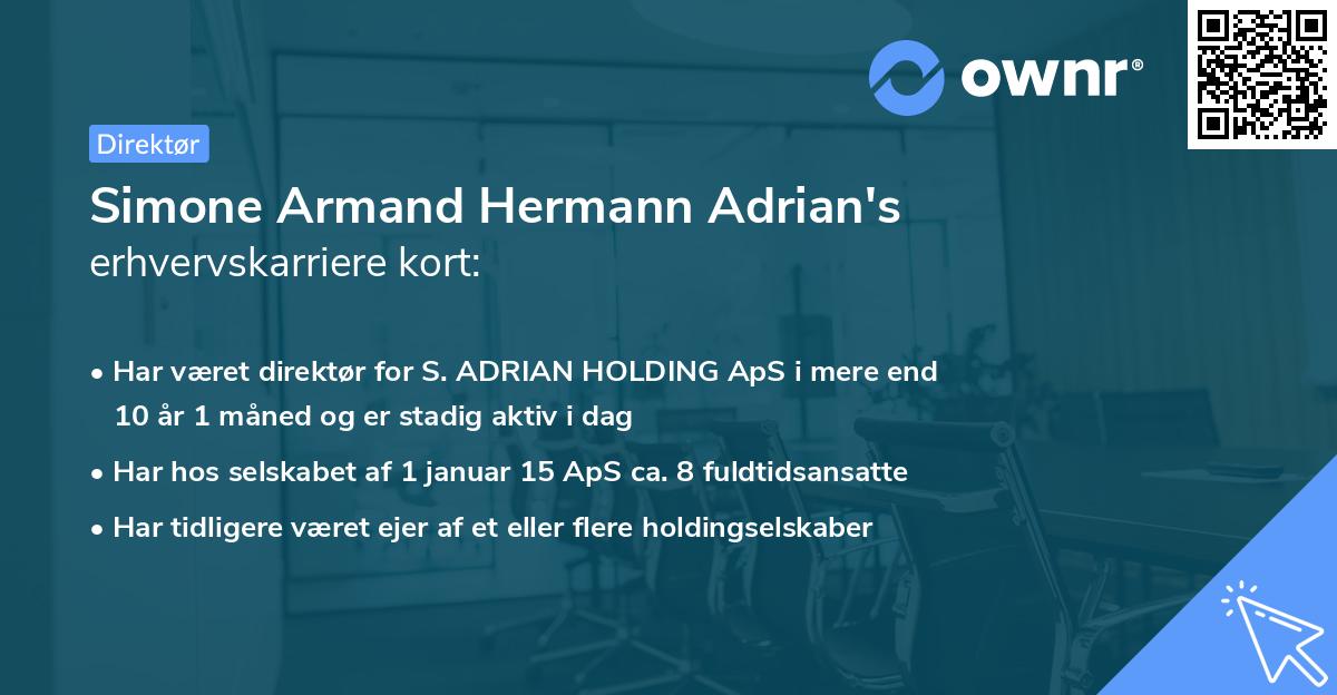 Simone Armand Hermann Adrian's erhvervskarriere kort