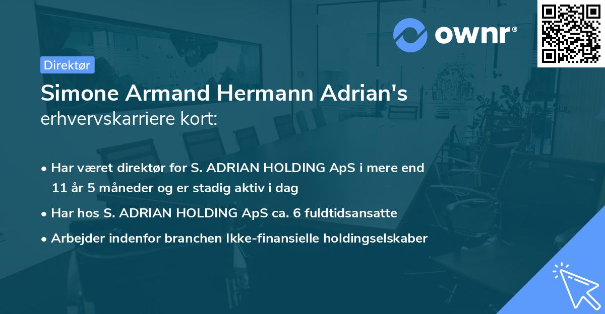 Simone Armand Hermann Adrian's erhvervskarriere kort