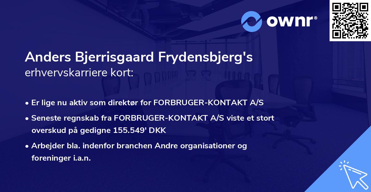 Anders Bjerrisgaard Frydensbjerg's erhvervskarriere kort