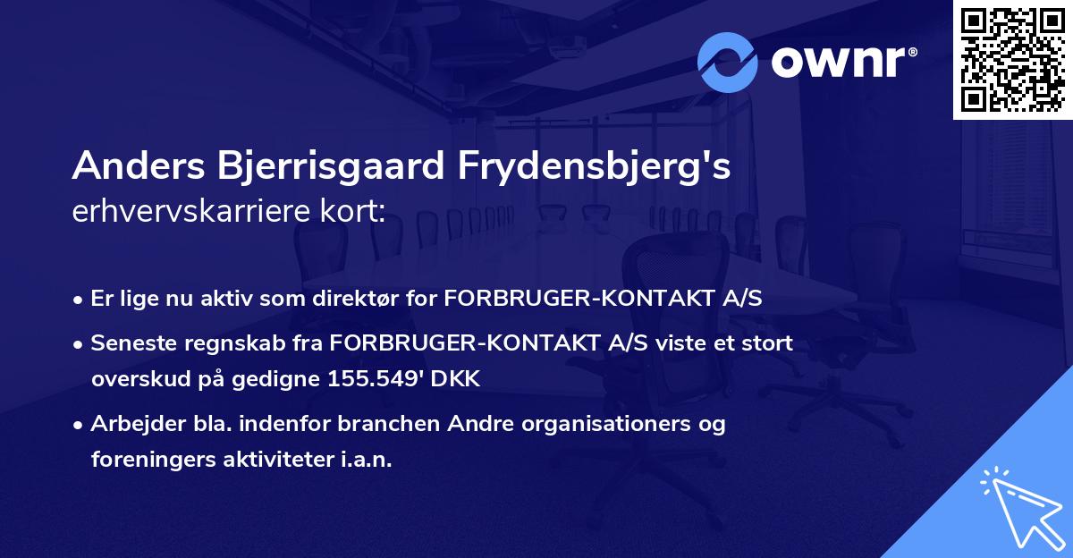 Anders Bjerrisgaard Frydensbjerg's erhvervskarriere kort