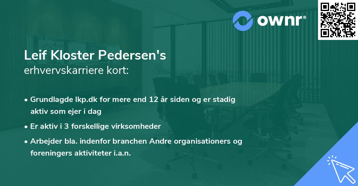 Leif Kloster Pedersen's erhvervskarriere kort