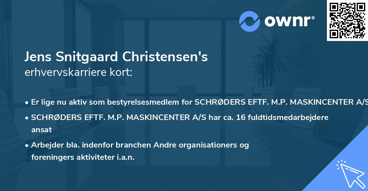 Jens Snitgaard Christensen's erhvervskarriere kort