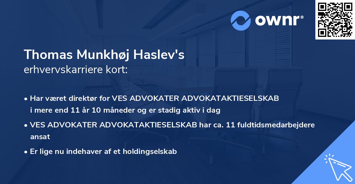 Thomas Munkhøj Haslev's erhvervskarriere kort