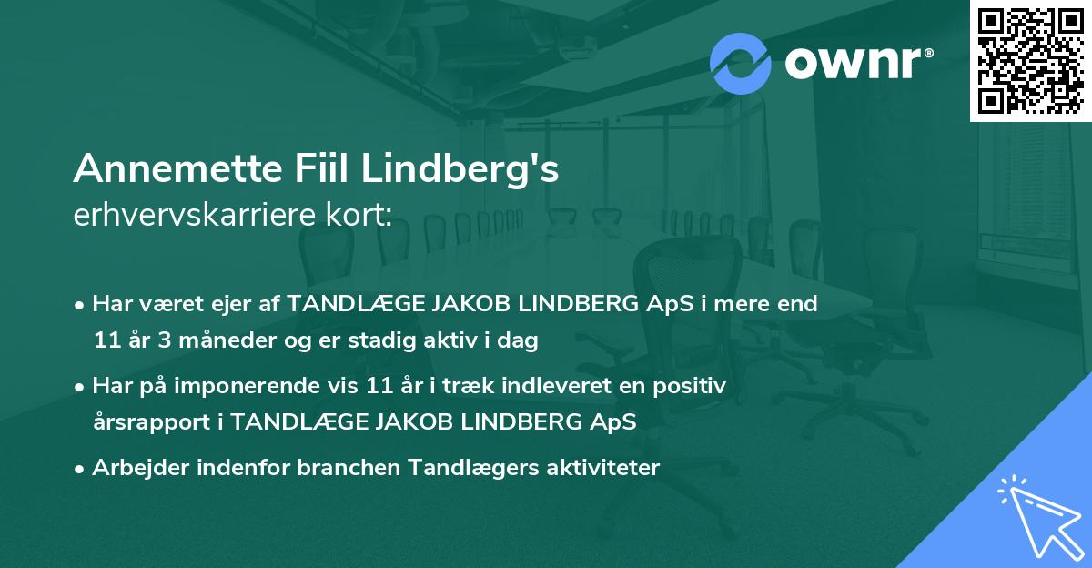 Annemette Fiil Lindberg's erhvervskarriere kort