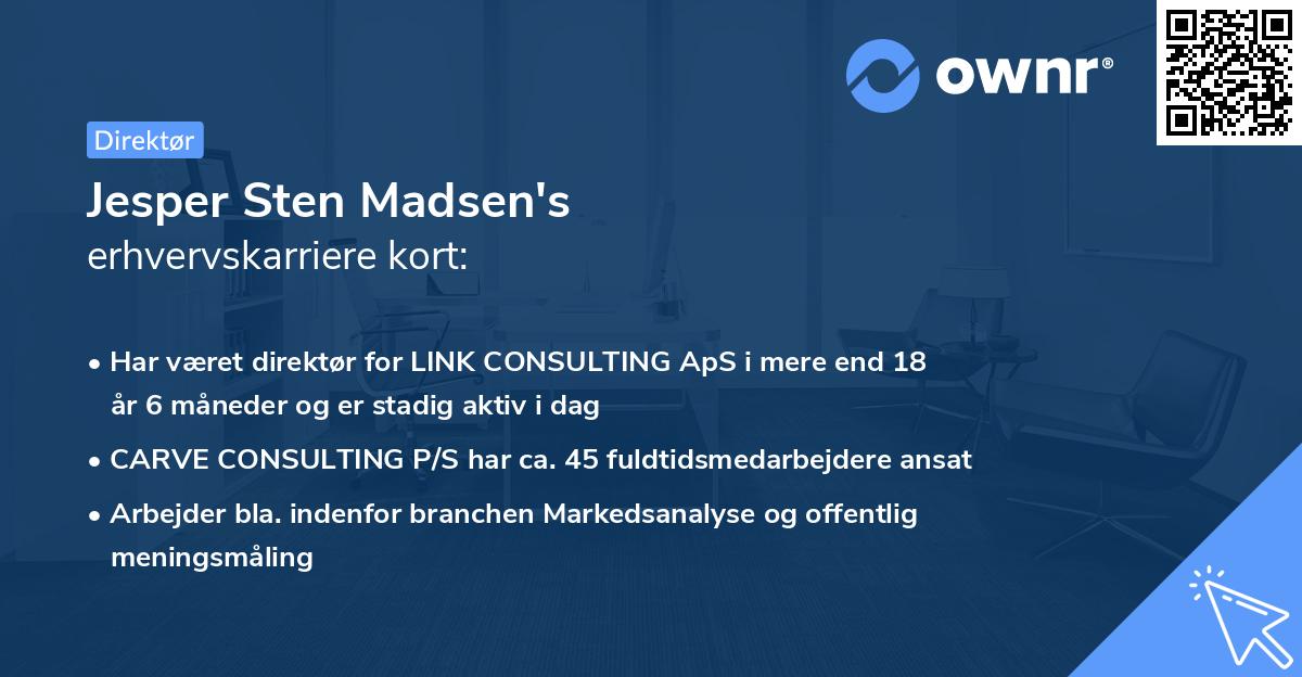 Jesper Sten Madsen's erhvervskarriere kort
