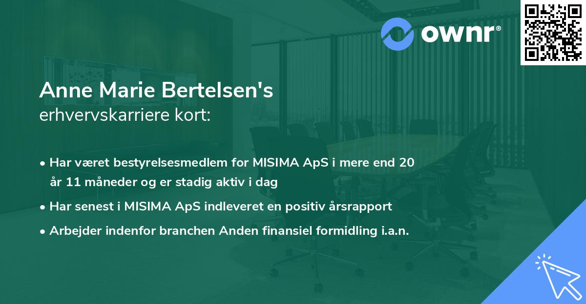 Anne Marie Bertelsen's erhvervskarriere kort