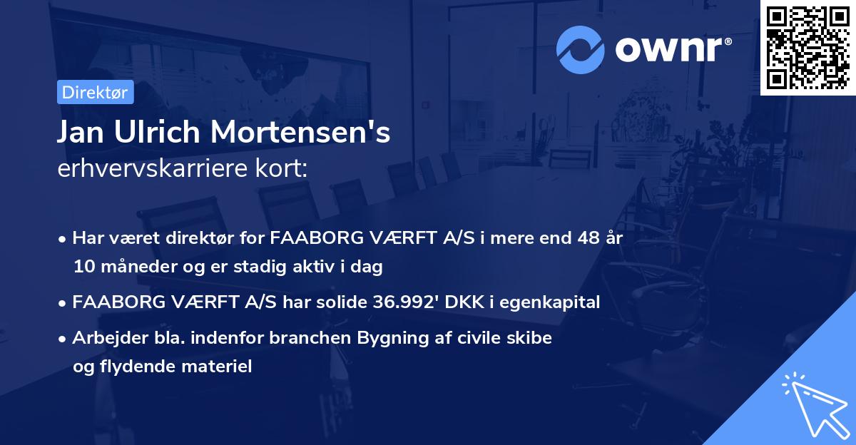 Jan Ulrich Mortensen's erhvervskarriere kort