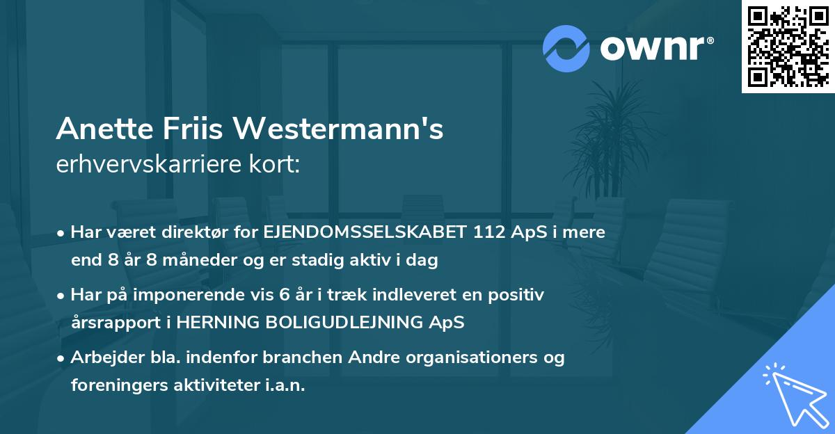 Anette Friis Westermann's erhvervskarriere kort