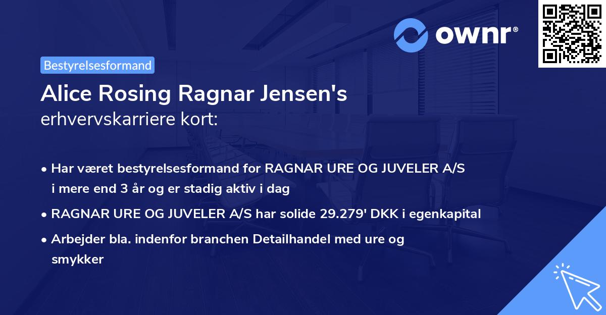 Alice Rosing Ragnar Jensen's erhvervskarriere kort