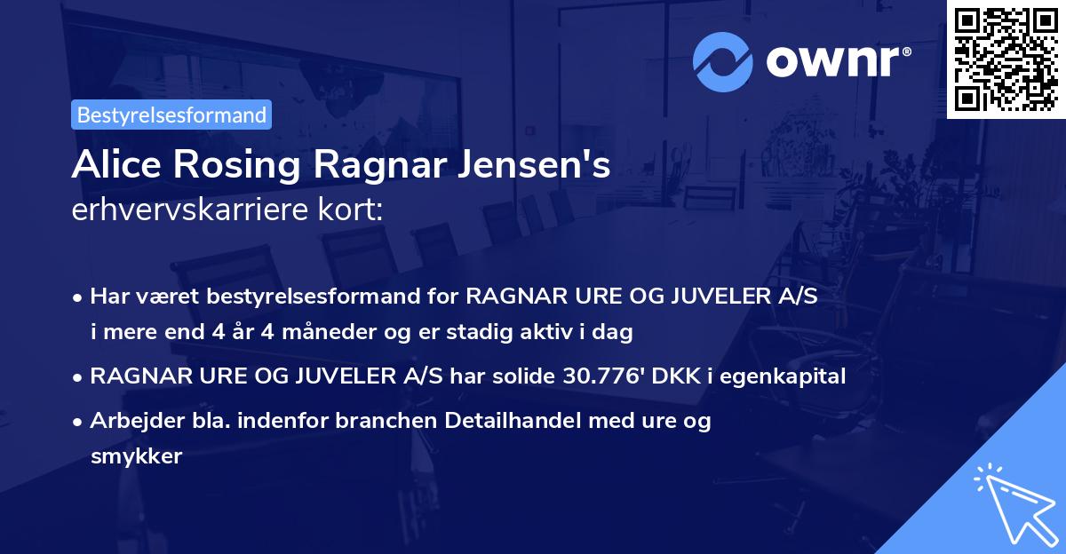 Alice Rosing Ragnar Jensen's erhvervskarriere kort