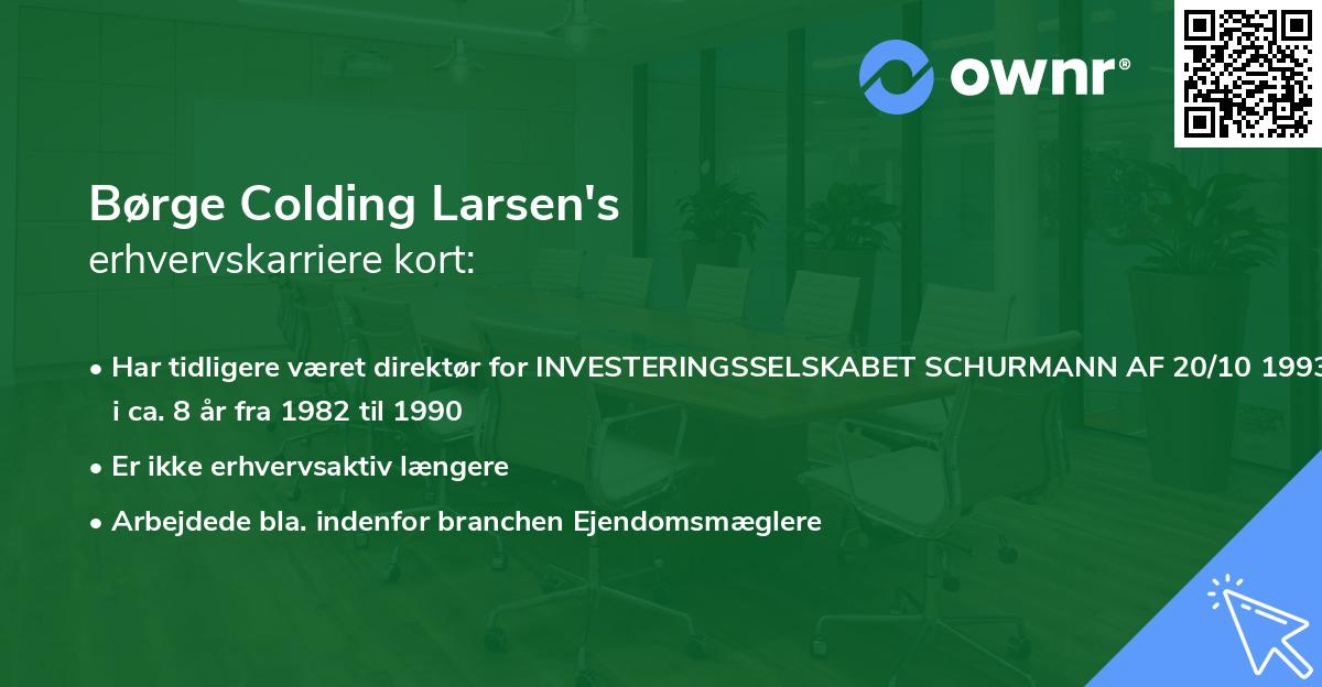 Børge Colding Larsen's erhvervskarriere kort