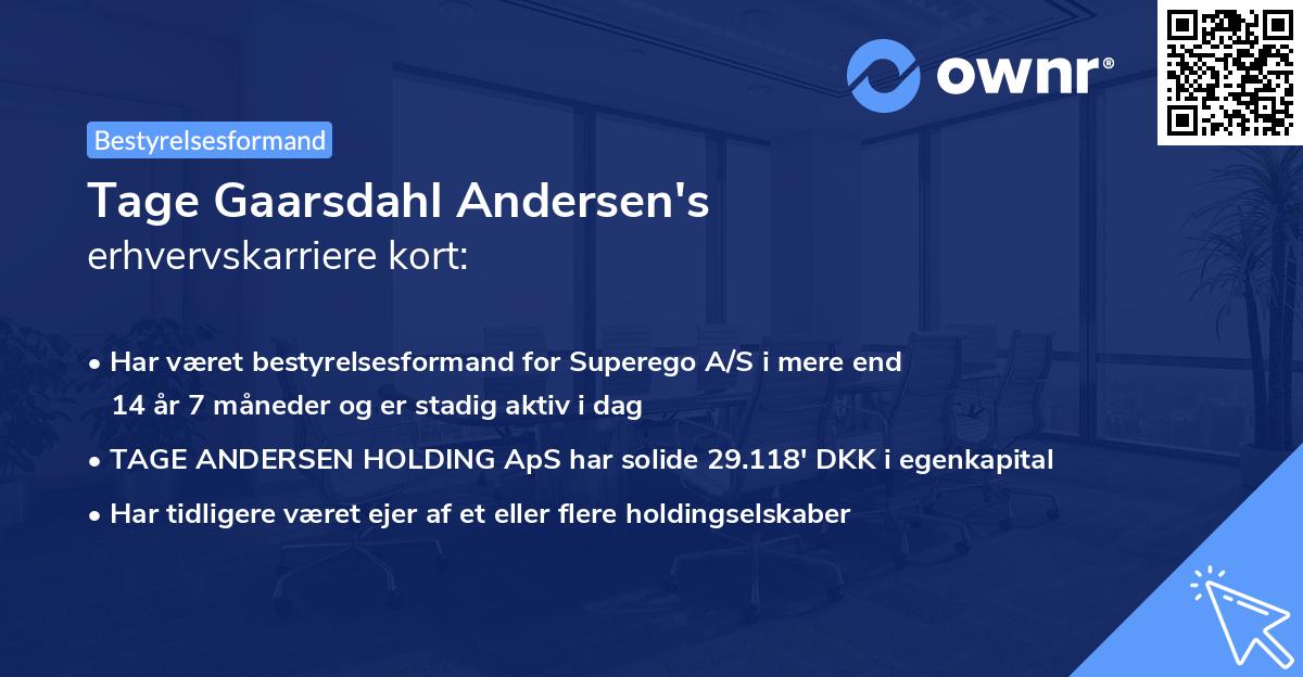 Tage Gaarsdahl Andersen's erhvervskarriere kort