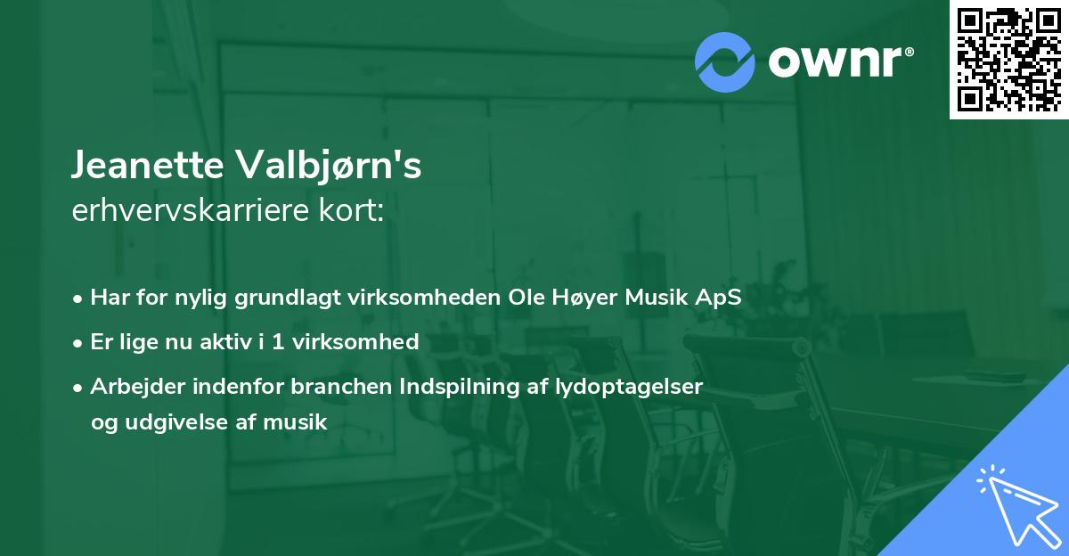 Jeanette Valbjørn's erhvervskarriere kort