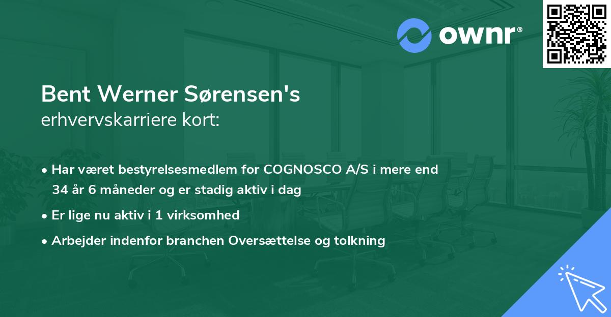 Bent Werner Sørensen's erhvervskarriere kort