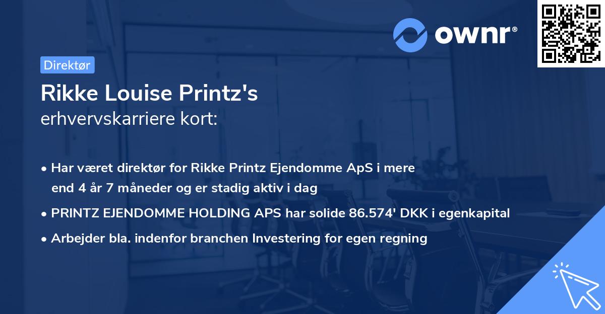 Rikke Louise Printz's erhvervskarriere kort
