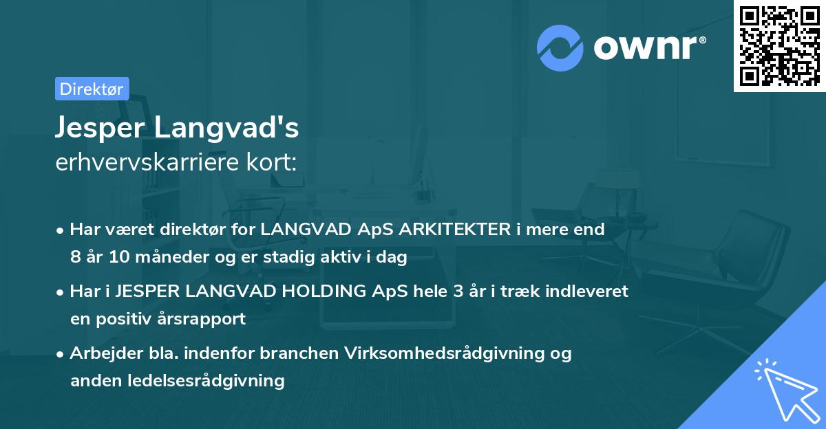 Jesper Langvad's erhvervskarriere kort