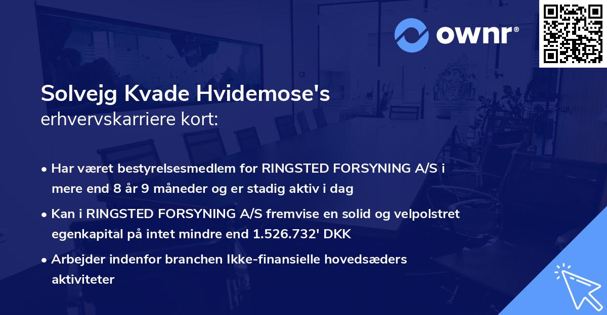 Solvejg Kvade Hvidemose's erhvervskarriere kort