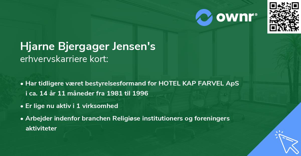 Hjarne Bjergager Jensen's erhvervskarriere kort