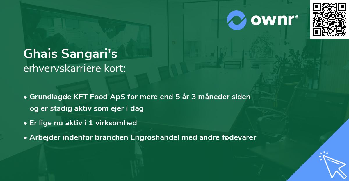 Ghais Sangari's erhvervskarriere kort