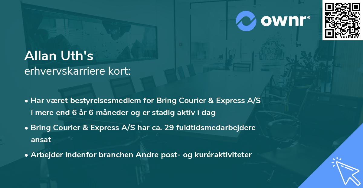 Allan Uth's erhvervskarriere kort