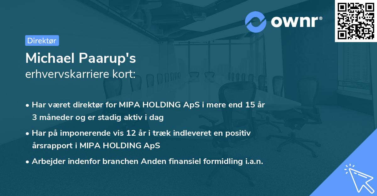 Michael Paarup's erhvervskarriere kort