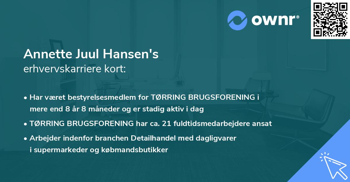 Annette Juul Hansen's erhvervskarriere kort