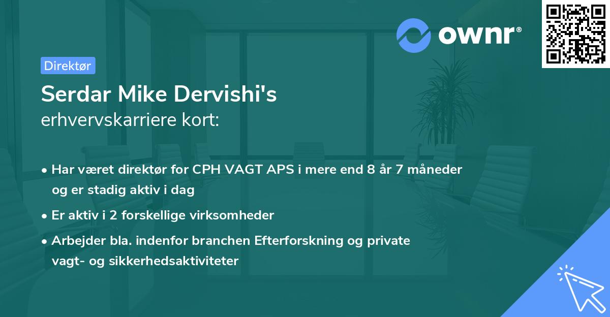 Serdar Mike Dervishi's erhvervskarriere kort