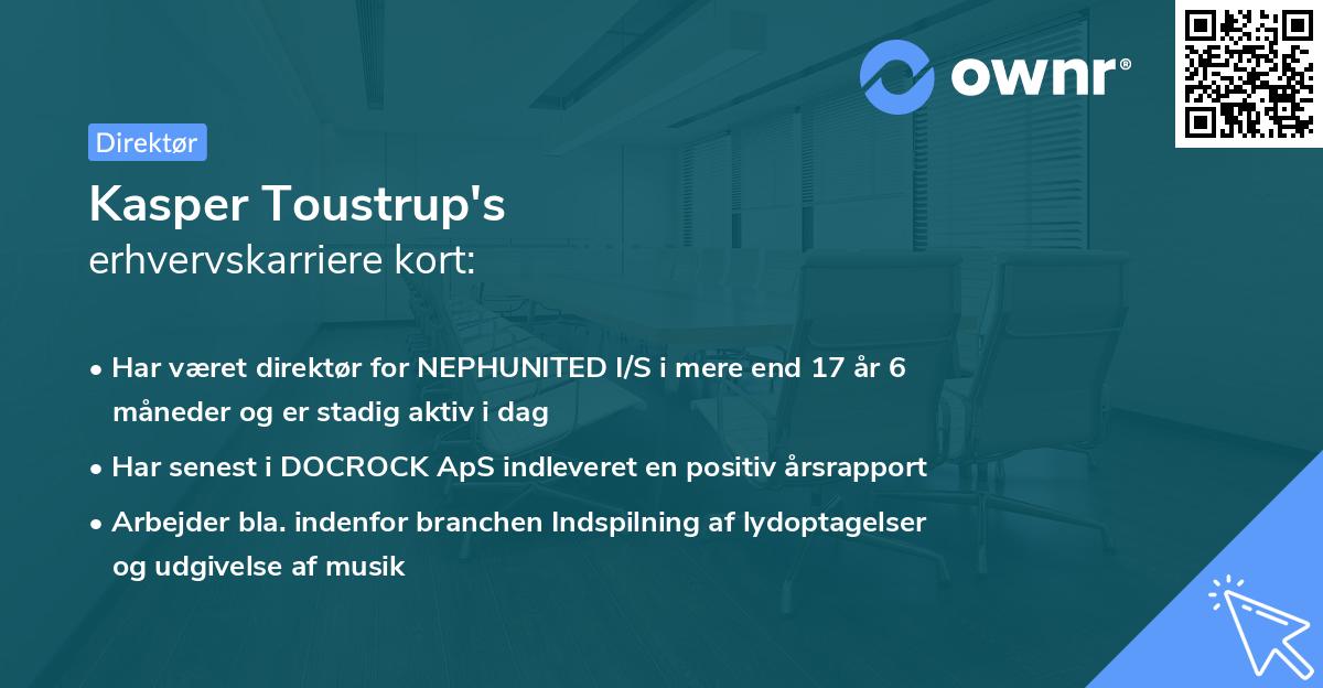 Kasper Toustrup's erhvervskarriere kort