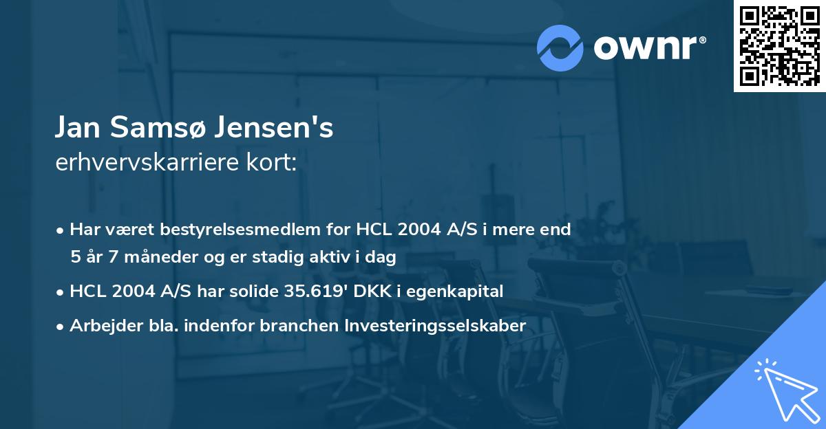 Jan Samsø Jensen's erhvervskarriere kort