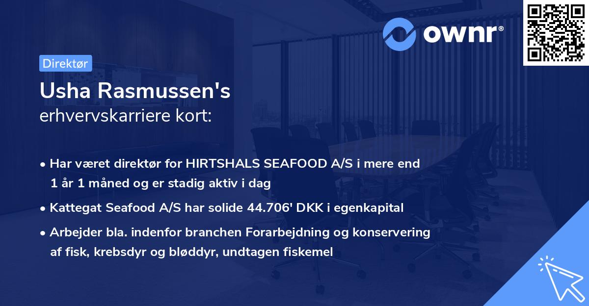 Usha Rasmussen's erhvervskarriere kort