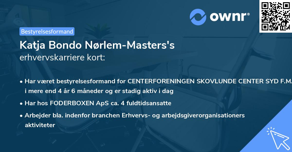 Katja Bondo Nørlem-Masters's erhvervskarriere kort