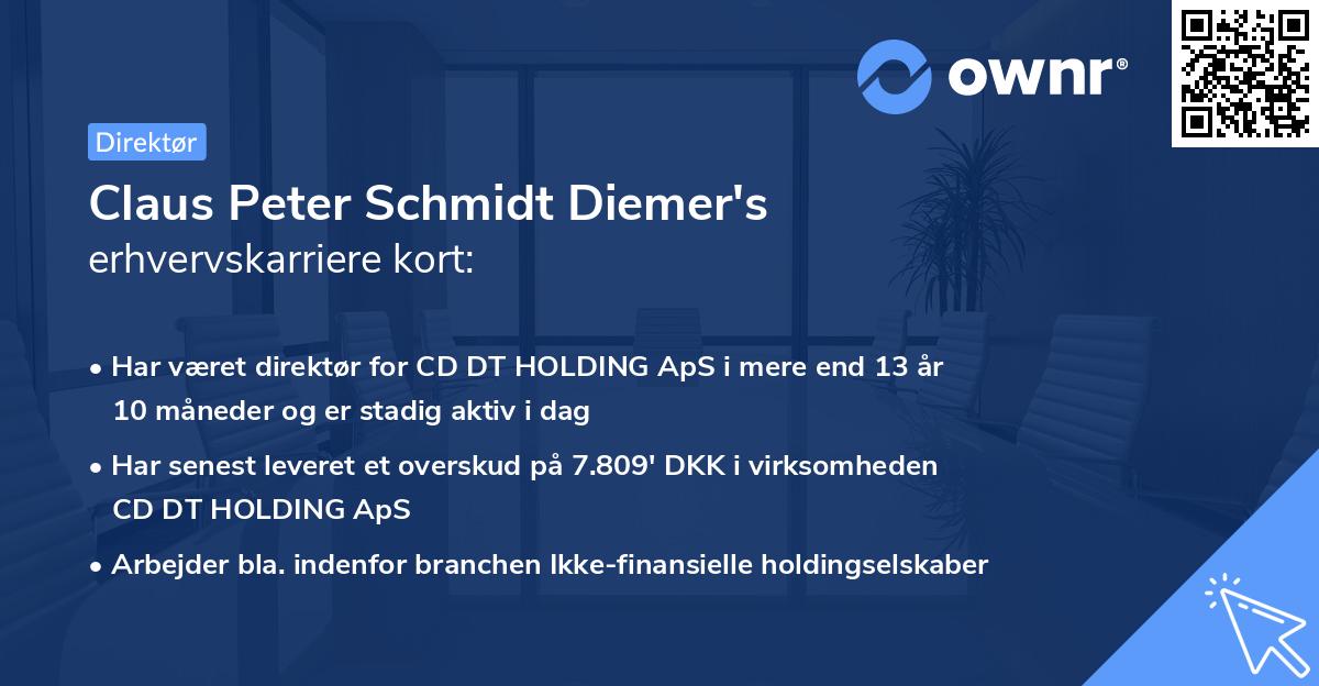 Claus Peter Schmidt Diemer's erhvervskarriere kort