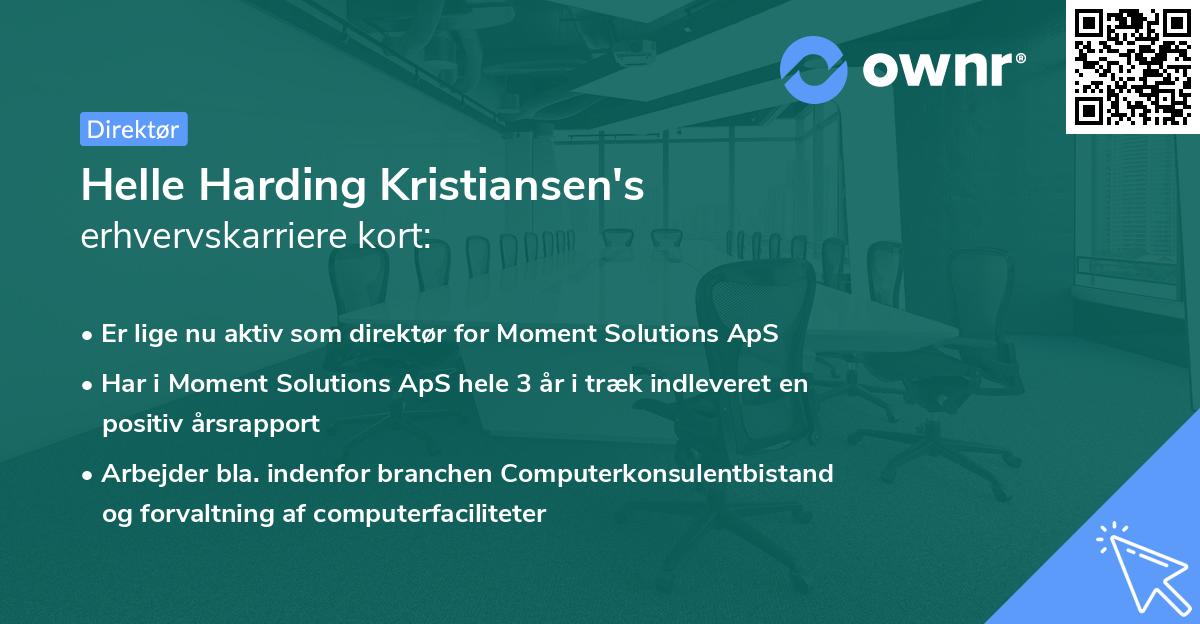Helle Harding Kristiansen's erhvervskarriere kort
