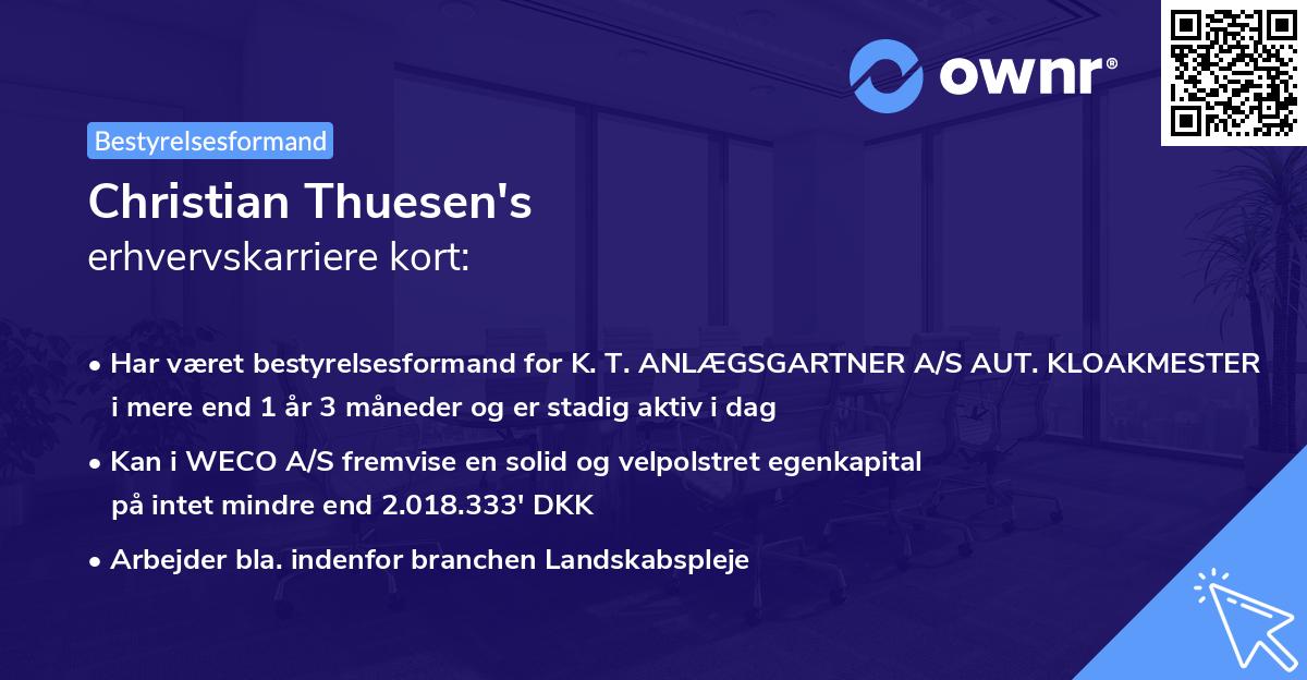 Christian Thuesen's erhvervskarriere kort