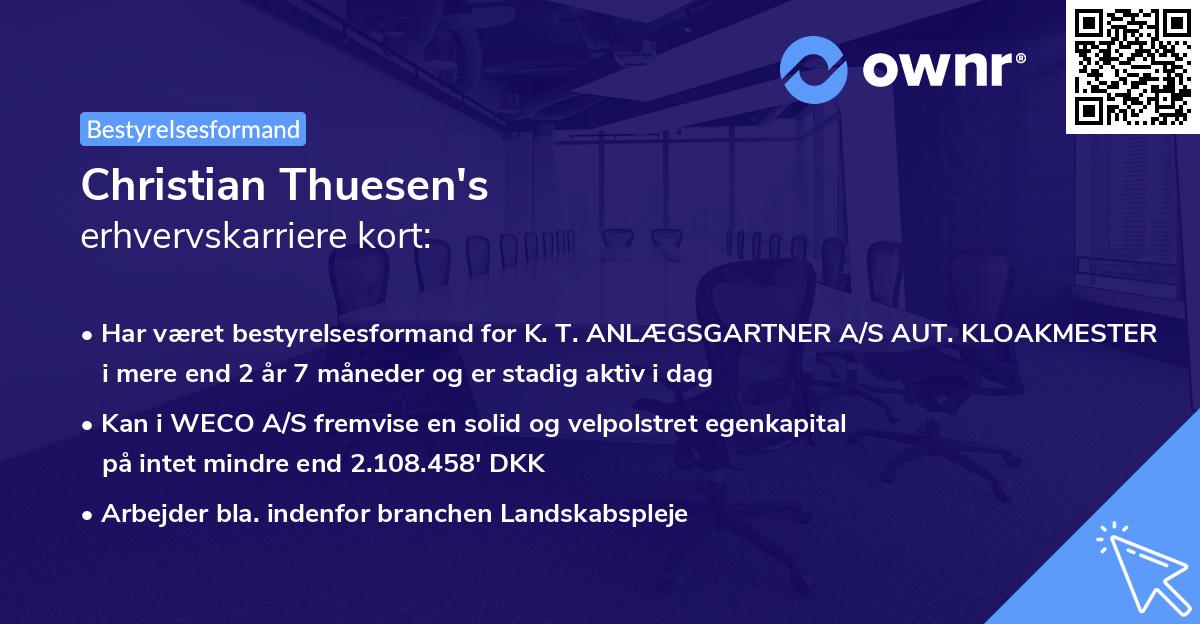 Christian Thuesen's erhvervskarriere kort