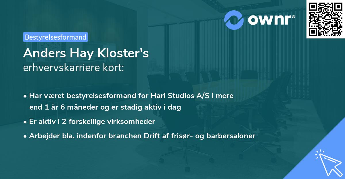 Anders Hay Kloster's erhvervskarriere kort