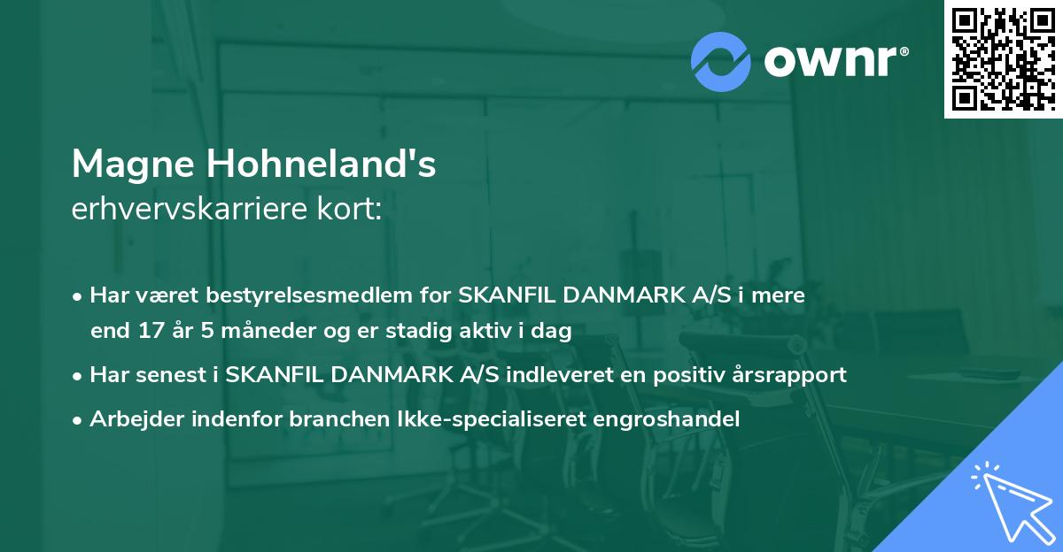 Magne Hohneland's erhvervskarriere kort