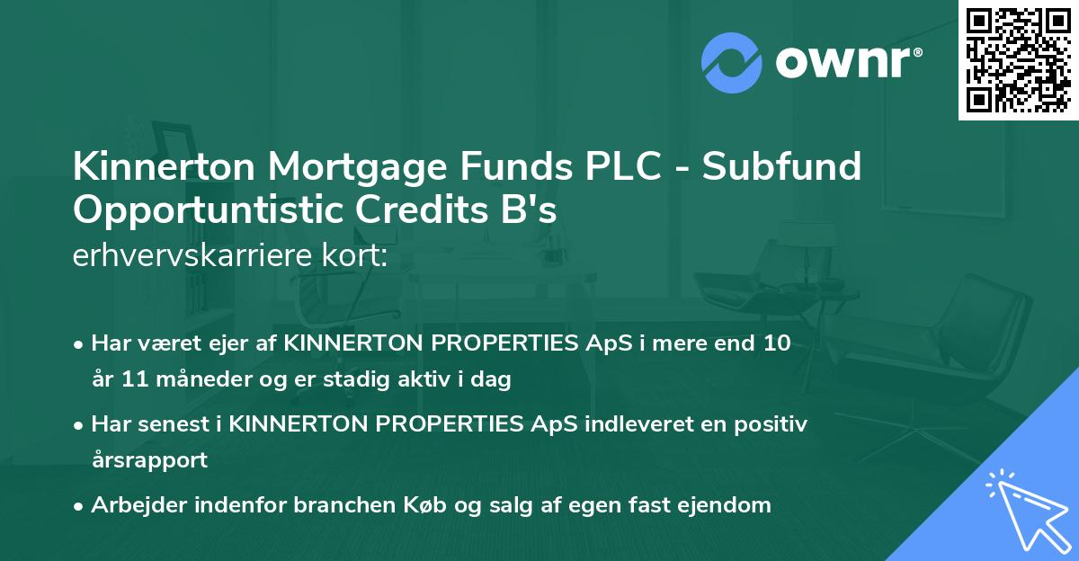 Kinnerton Mortgage Funds PLC - Subfund Opportuntistic Credits B's erhvervskarriere kort