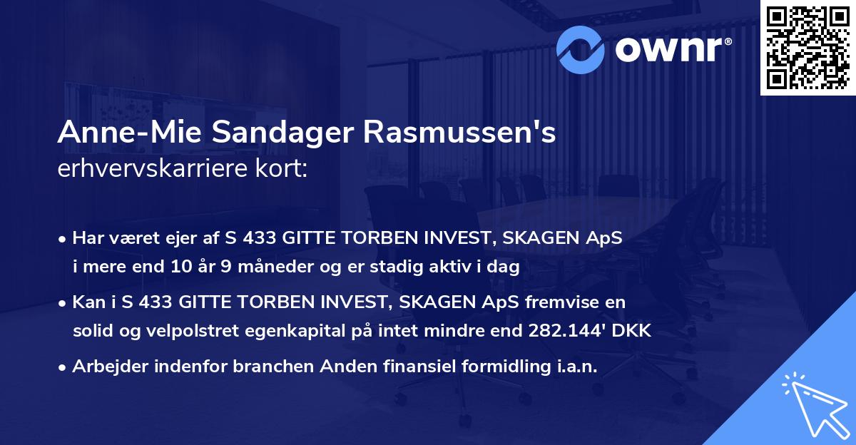 Anne-Mie Sandager Rasmussen's erhvervskarriere kort