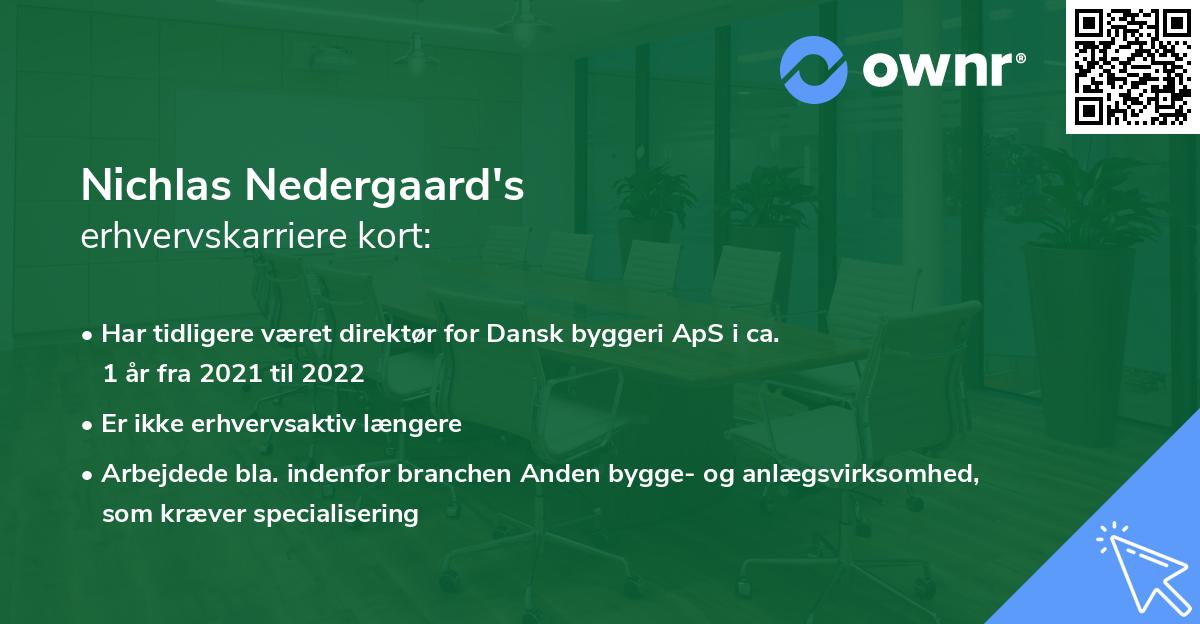 Nichlas Nedergaard's erhvervskarriere kort