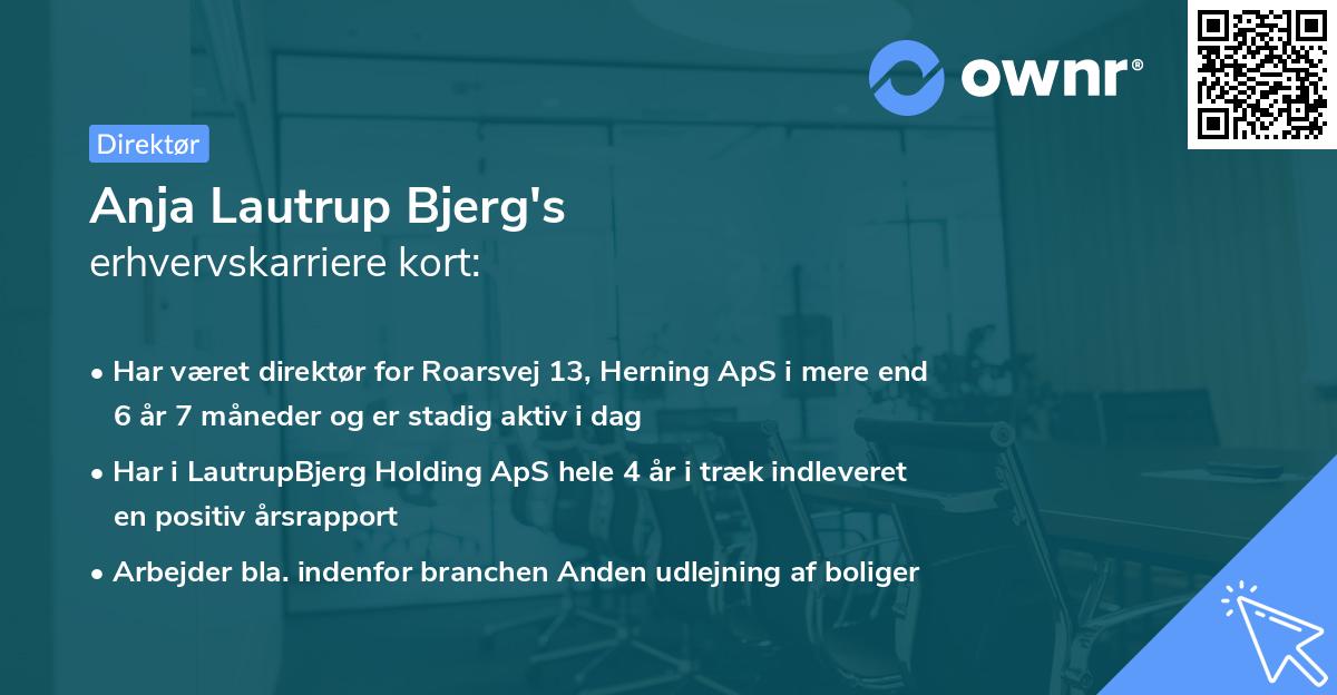Anja Lautrup Bjerg's erhvervskarriere kort