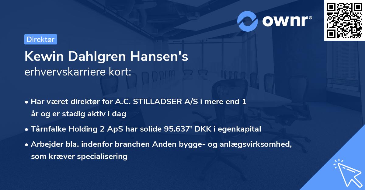 Kewin Dahlgren Hansen's erhvervskarriere kort