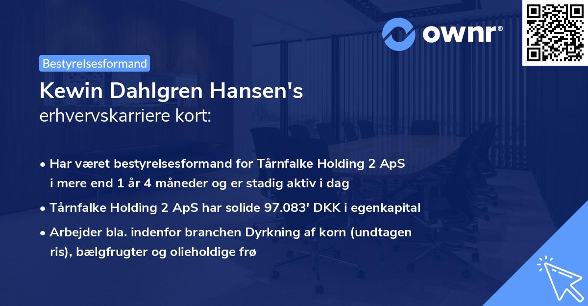 Kewin Dahlgren Hansen's erhvervskarriere kort
