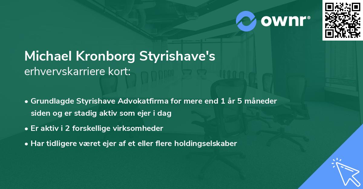 Michael Kronborg Styrishave's erhvervskarriere kort