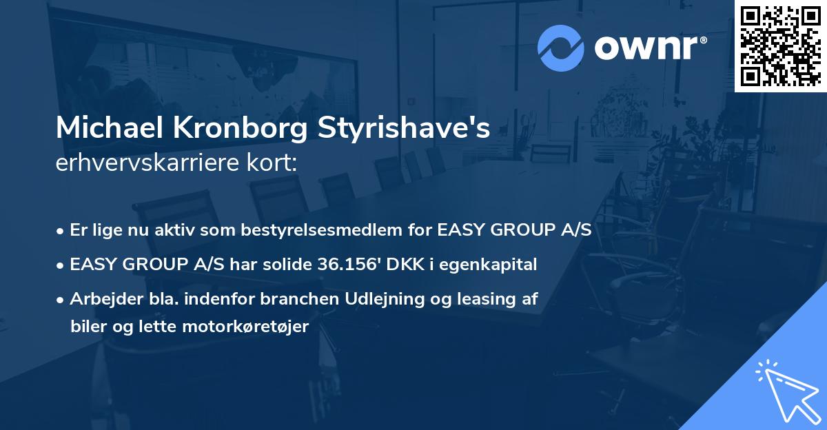 Michael Kronborg Styrishave's erhvervskarriere kort