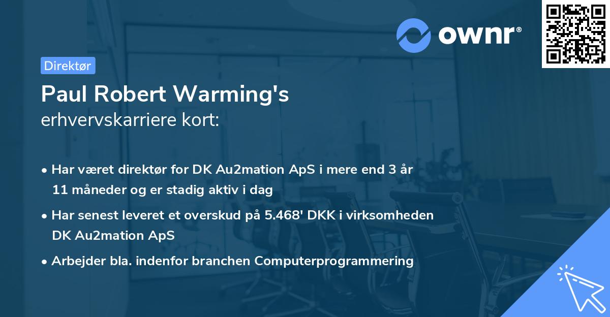 Paul Robert Warming's erhvervskarriere kort