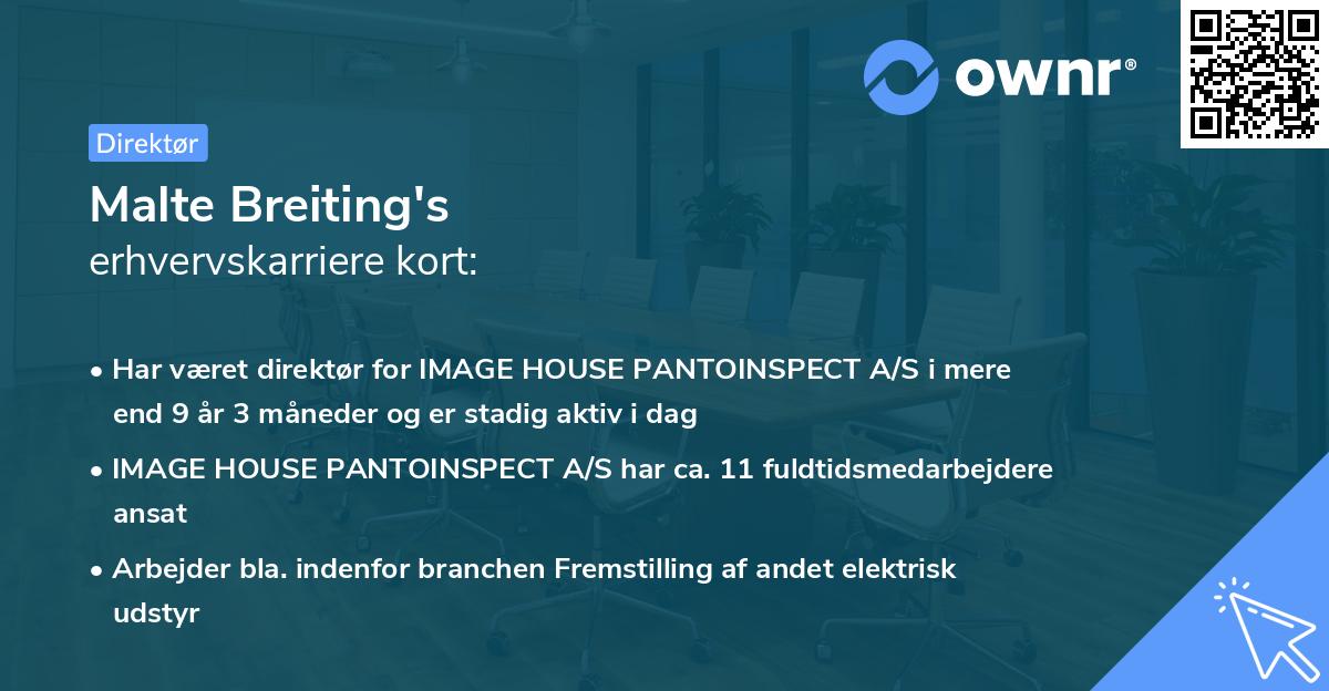 Malte Breiting's erhvervskarriere kort